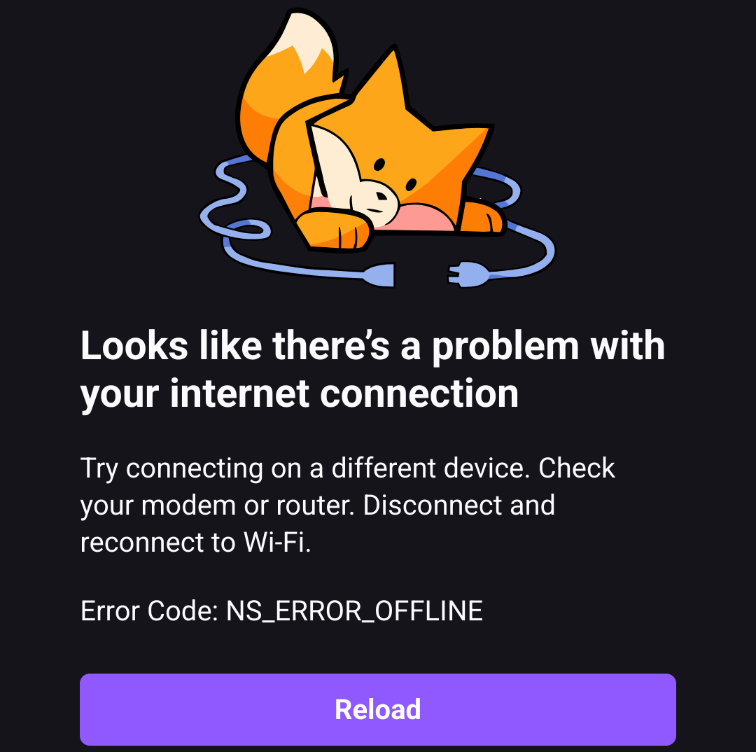 Firefox Offline Error Page